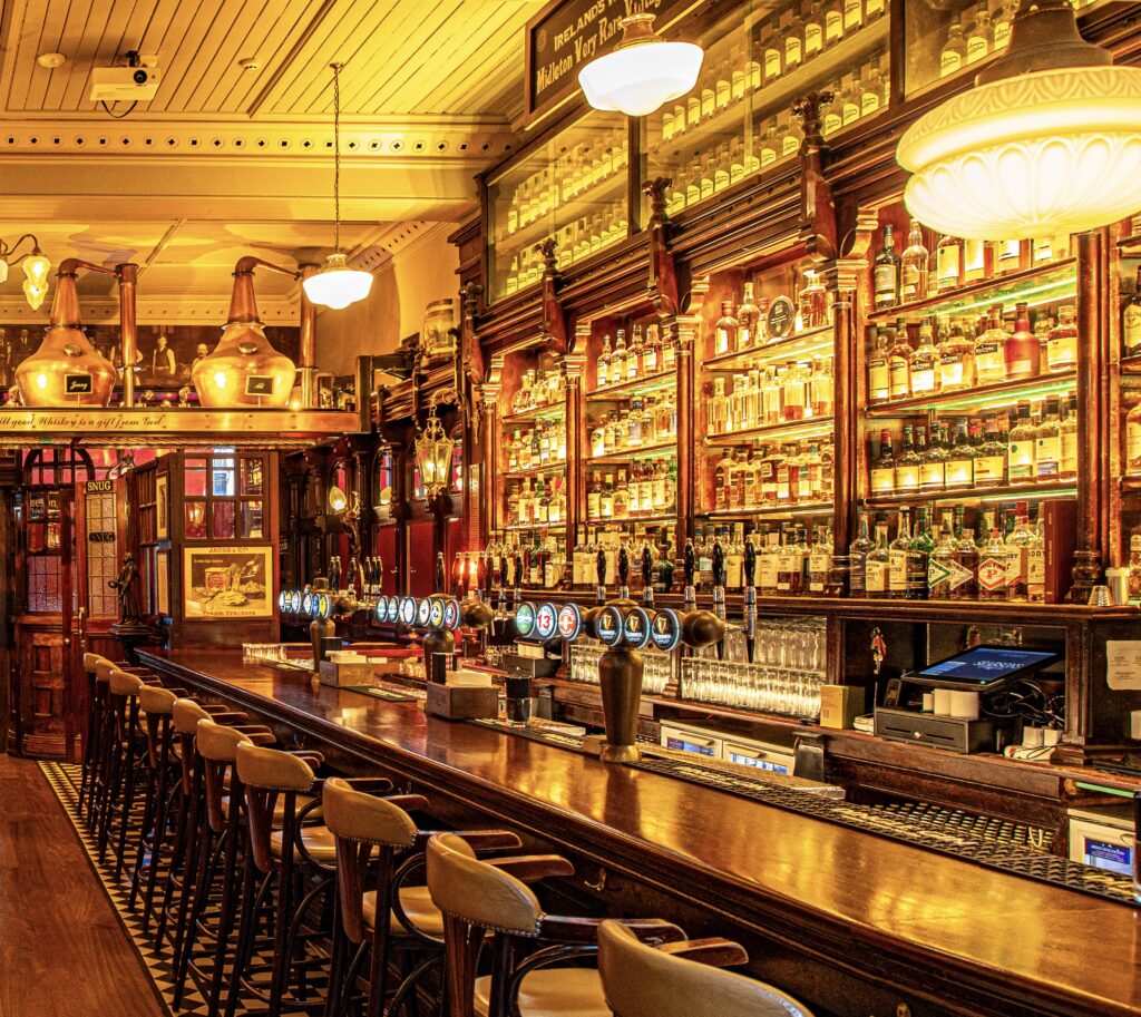 The restaurant at Searsons of Baggot Street, Dublin, set for a Christmas party dinner